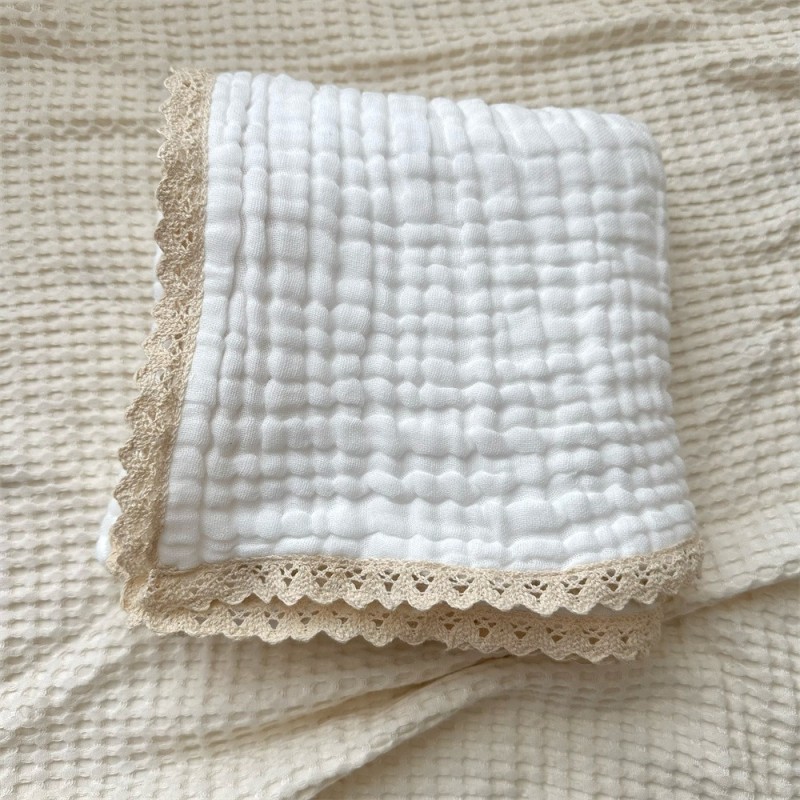 Baby Blanket Supplier - OEM Six Layer Cotton Yarn Lace Wrap