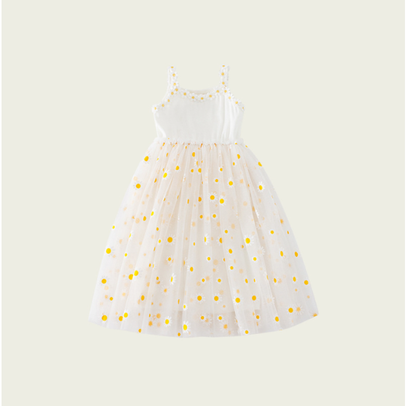 Girls Dress Manufacturer - Flower Mesh Sling Puff
