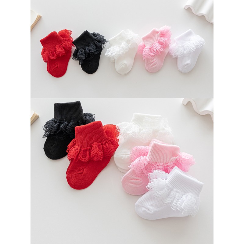 Girls Socks Supplier - Girls Double Layer Lace