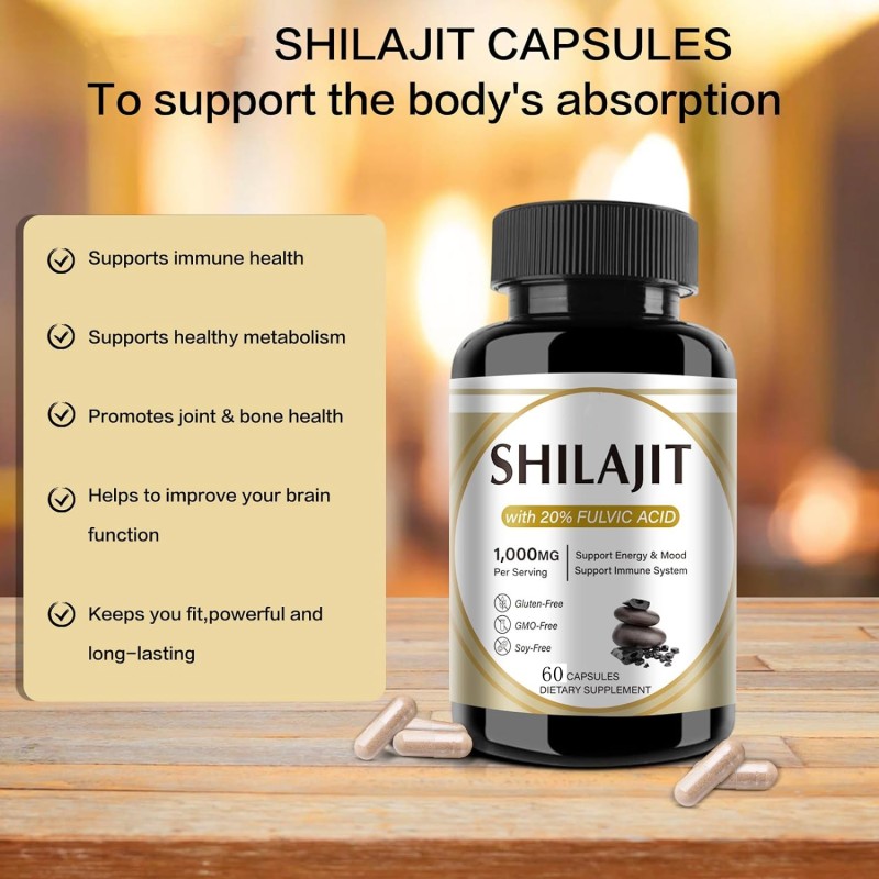 Private Brand Shilajit Capsules for Men's Health Supplement Pure Shilajit Extract 10:1 Male Best Booster