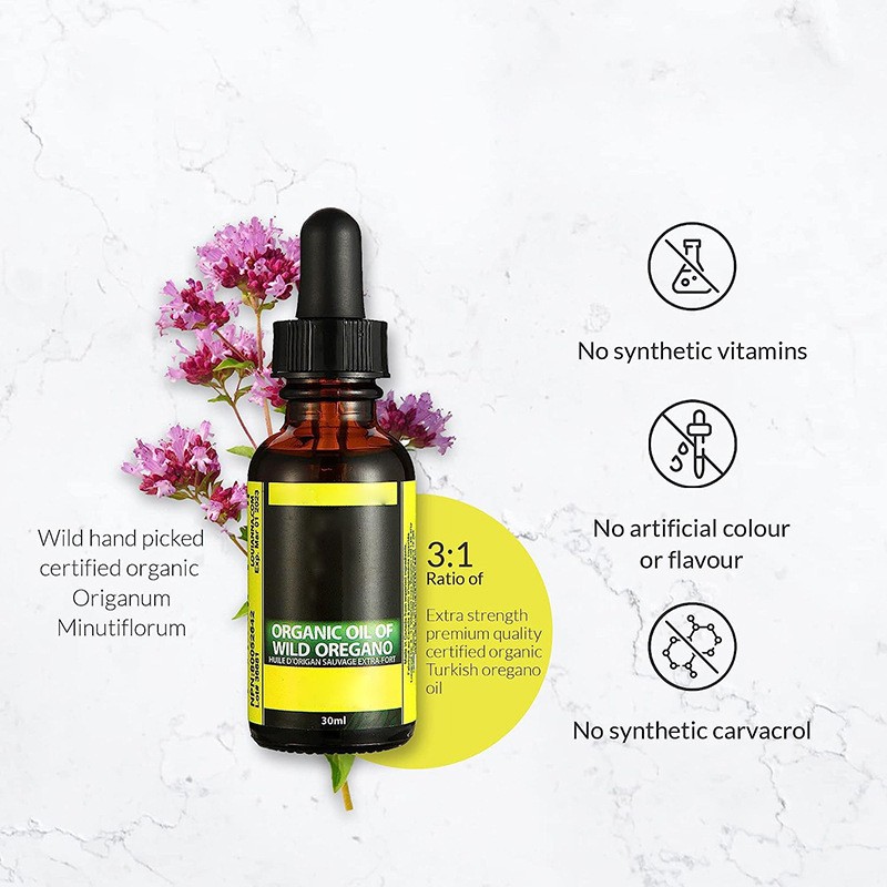 Organic Oil of Wild Oregano Drops 30ml Natural Ingredients Immune Support Oregano Oil Drops Food Grade OEM Package