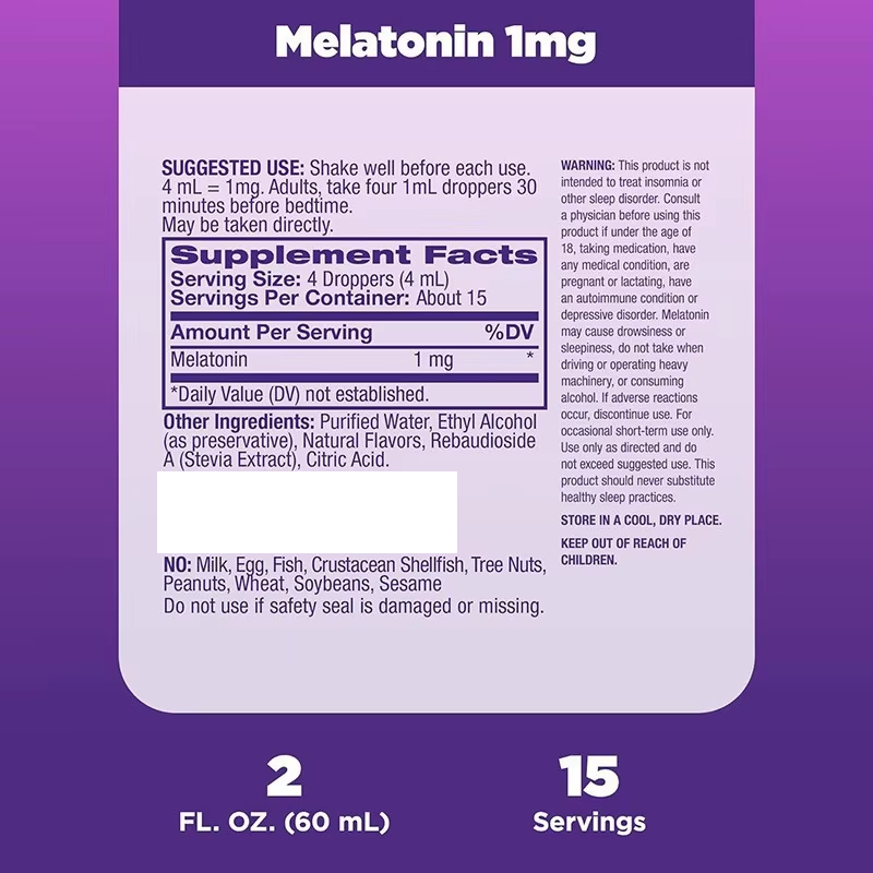 OEM Package Sleep Well Drops for Sleep Recovery Melatonin Drops Health Supplement Vegan