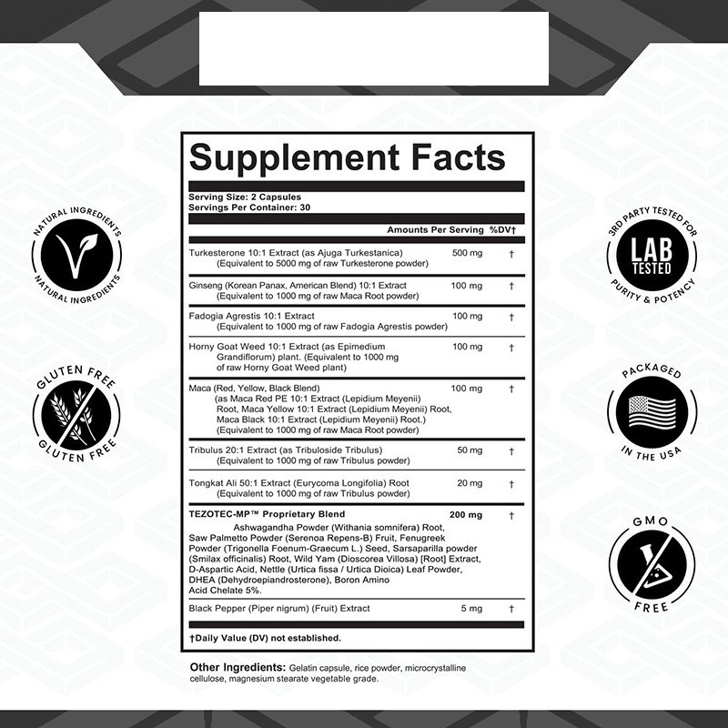 Tongkat Ali Capsule with Maca and Ginseng  Organic Men Health Supplement Natural Herbal Capsules Energy Boost Private Package