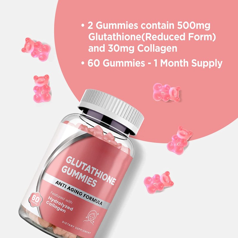 OEM Package Glutathlone Gummies with 30mg Collagen for Whitening Anti Aging Formula Booster Energy Wholesale Price