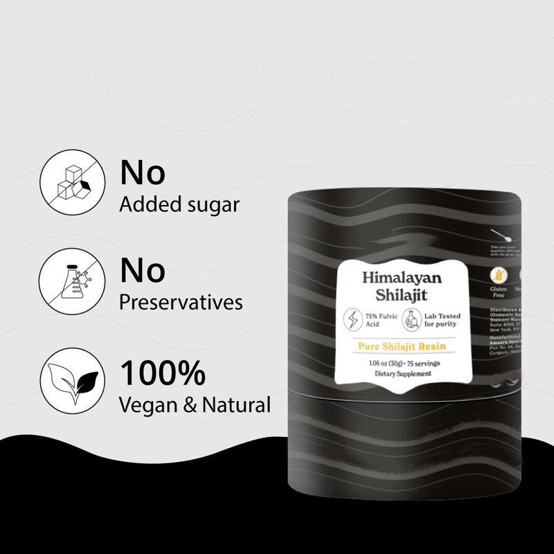 OEM/ODM 30G 50G Himalayan Shilajit 75% Fulvic Acid Pure Shilajit Resin Dietary Supplement