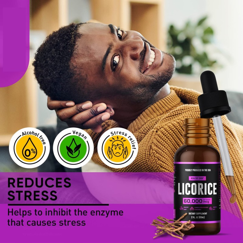 Private Label Licorice Drops 60ml Premium Quality Pure Licorice Root Rich in Antioxidants Lung Support