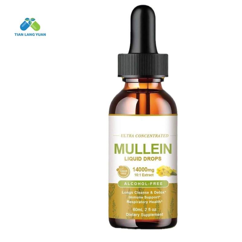 OEM Package Mullein Extract Liquid Drops for Lung Cleanse and Detox Respiratory Drops Health Supplement Vegan