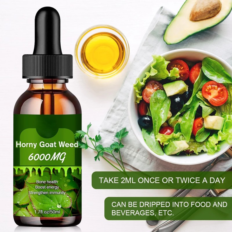 OEM Label Horny Goat Weed Drops 6000mg boost Organic Male Supplement Natural Epimedium Liquid Drops Energy Boost
