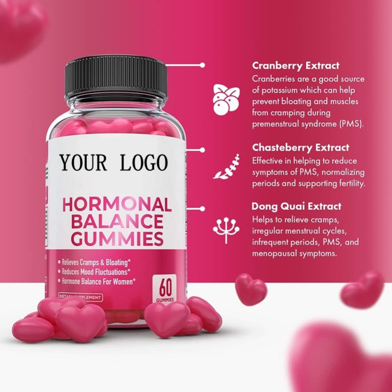 Female Hormonal Balance Gummies for Women with Dong Quai and Vitamin B6 Sugar Free Health Supplement Vegan Private OEM Package