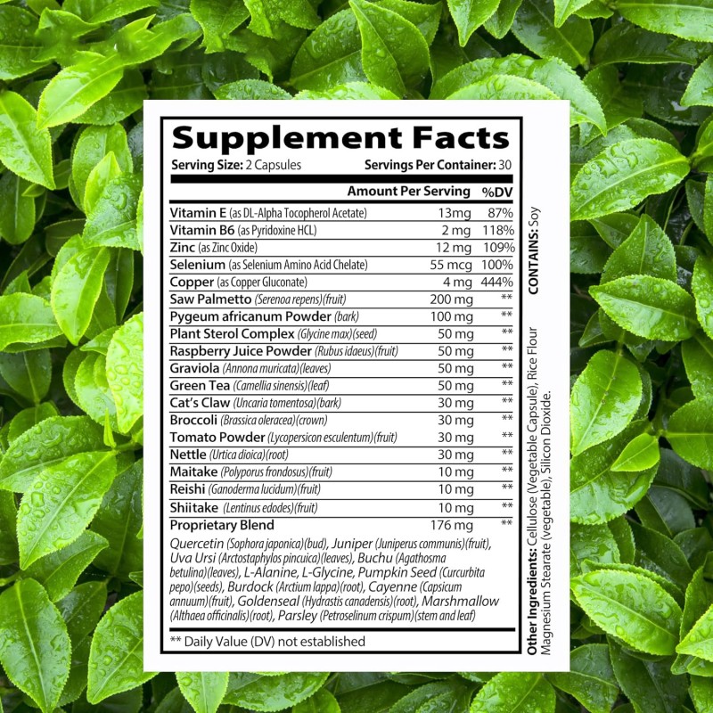 Men Prostate Capsule Men Vegan Organic Health Supplement Natural Nettle Reishi Mushroom Capsules Energy Boost Private Package