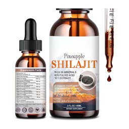 OEM Package Shilajit Drops Pineapple Flavor with Ashwagandha Maca and Chaga Boost Energy 10:1 Himalayan Drops 60ml