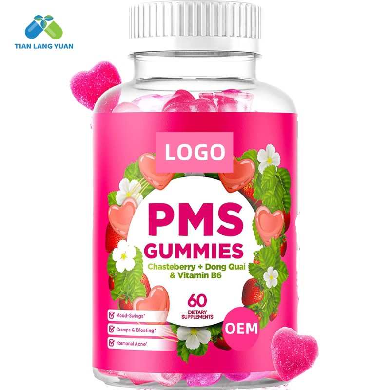OEM Package PMS Gummies for Women with Dong Quai and Vitamin B6 Sugar Free  Health Supplement Vegan Private Label