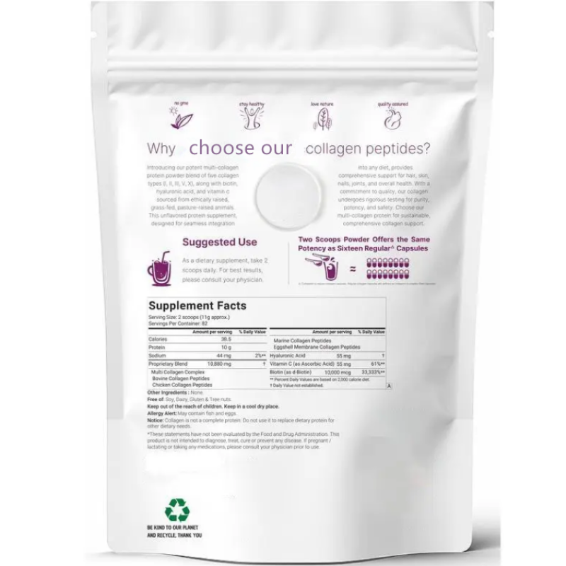 OEM Multi Collagen Peptide Powder Supplement for Women Beautiful Skin Hair Nails High Quality Multi Collagen Peptides Powder