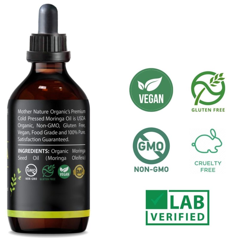 Private Label Moringa Oil Drops 60ml Premium Quality Organic Pure Moringa Seed Extract Rich in Antioxidants Moringa Oleifera