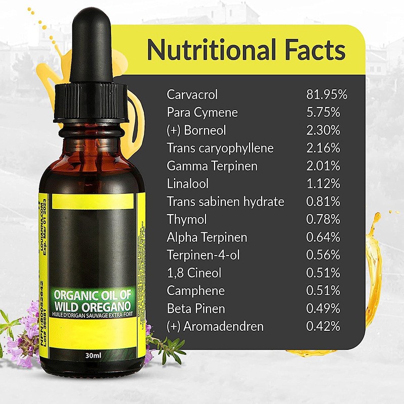 Organic Oil of Wild Oregano Drops 30ml Natural Ingredients Immune Support Oregano Oil Drops Food Grade OEM Package