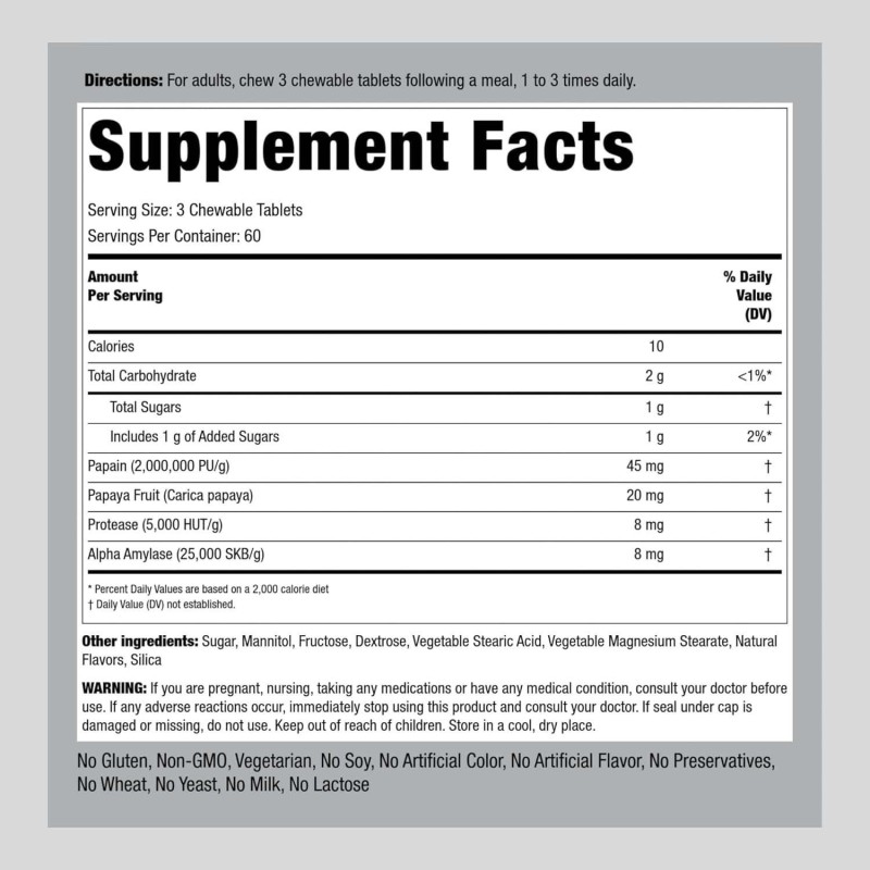 OEM Promotes Absorption Supplements Papaya Digestive Enzyme Chewable Tablets for Promote Digestion