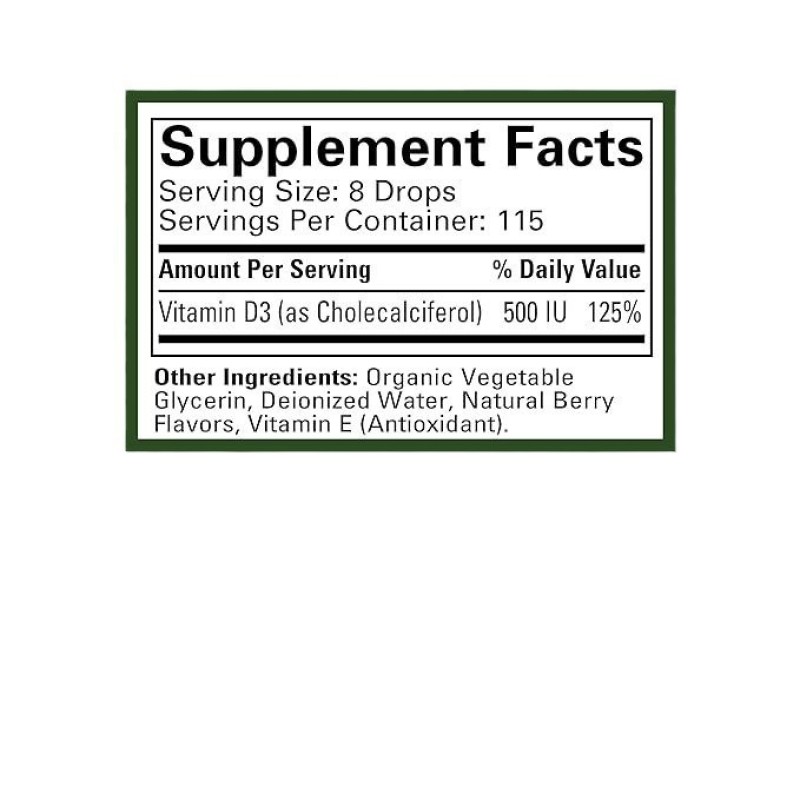OEM Package Health Support Vitamin D3 Drops for Kids Supplements Natural Berry Flavor Immunity and Bone Support  Private Labels
