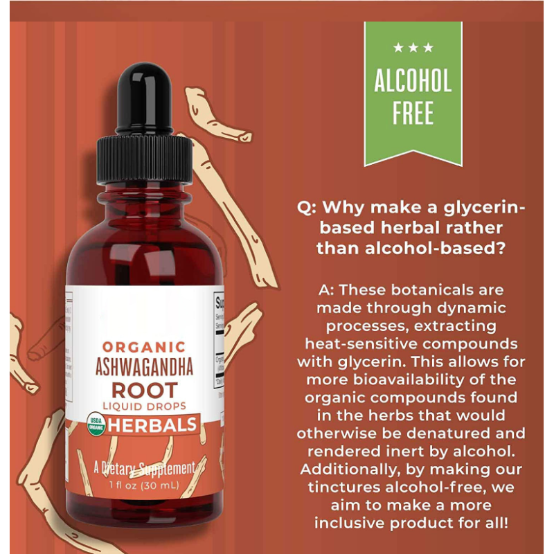 OEM Package 30ml Ashwagandha Drops Organic Pure Ashwagandha Root Drops Natural Health Supplement Vegan