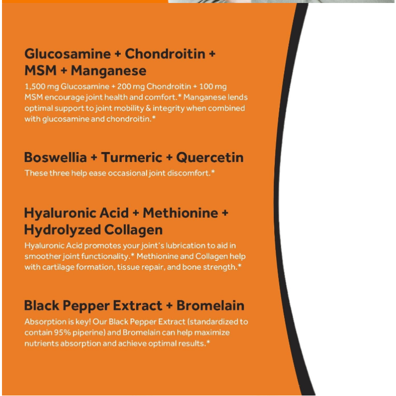 Glucosamine Chondroitin Tablets 60 Tablets with MSM Support Joint Health Supplement Energy Boost Glucosamine  Pills OEM Package