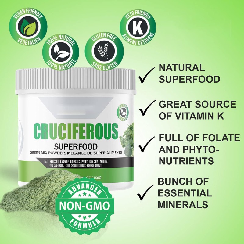 Cruciferous Greens150g and Superfood Powder Natural Pure Herbs Supplement Supports Healthy Weight OEM Package