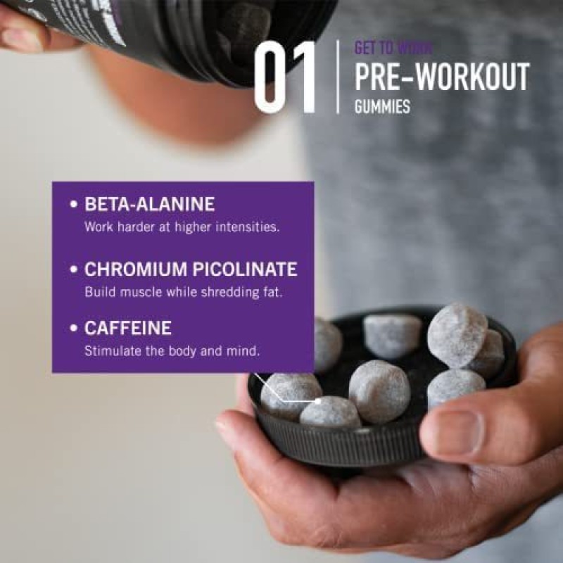 Private Label Package Nutrition Pre Workout Gummies Mixedberry Flavor Strengthen and Muscle Support Energy Prior the Training