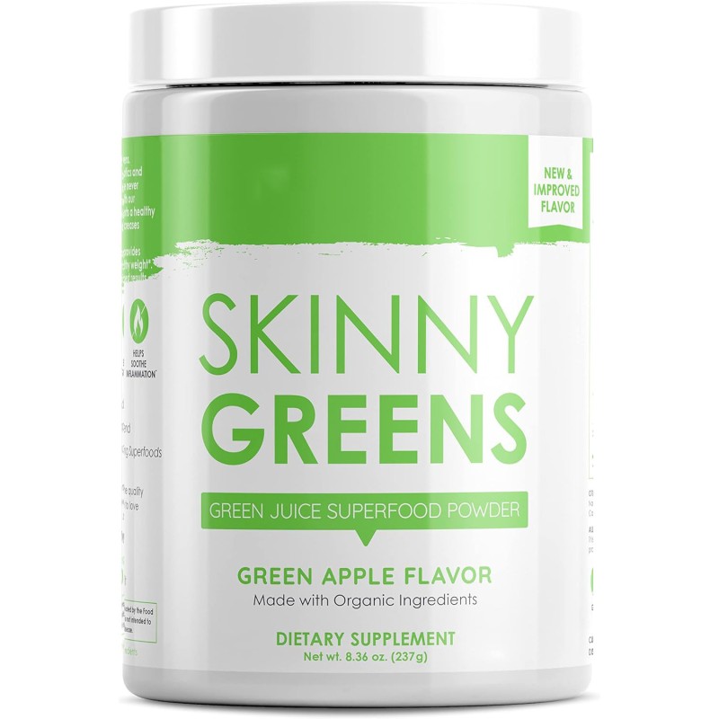Skinny Greens Powder Natural Supergreen Supplement Green Apple Flavor Supports Healthy Weight OEM Package