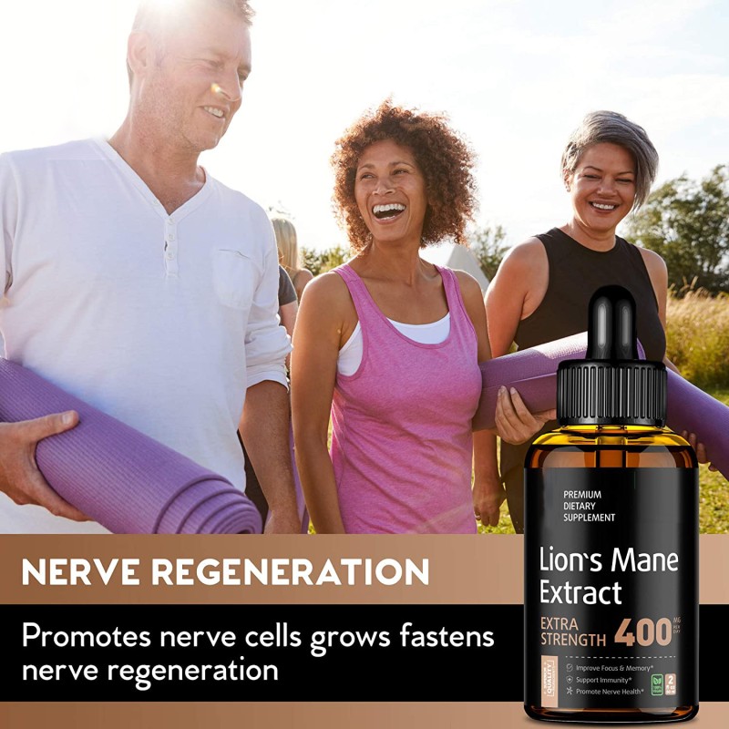 Private Label Package Pure Lion's Mane Mushroom Extract Drops 60ml Supports Focus and Memory Health  OEM Package