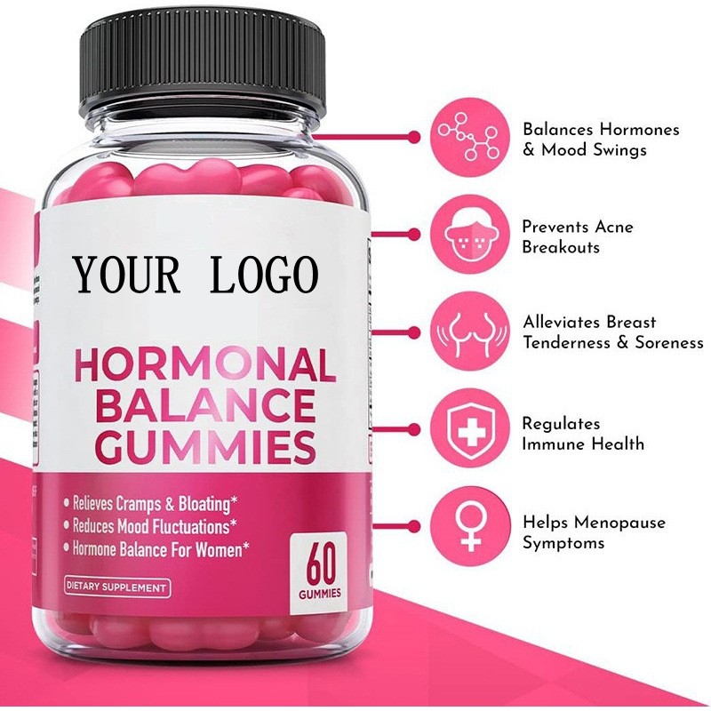 Female Hormonal Balance Gummies for Women with Dong Quai and Vitamin B6 Sugar Free Health Supplement Vegan Private OEM Package