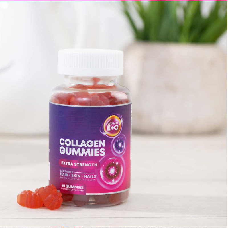 Private Package Collagen Gummies Nutrition Support Vitamin E+C Supplement for Skin Joint Hair and Nail 60 Gummies