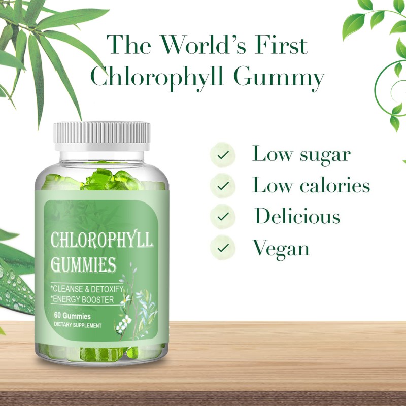 Private Package Chlorophyll Gummies Green apple Flavor Nutrition Support  Supplement for Skin Low Sugar