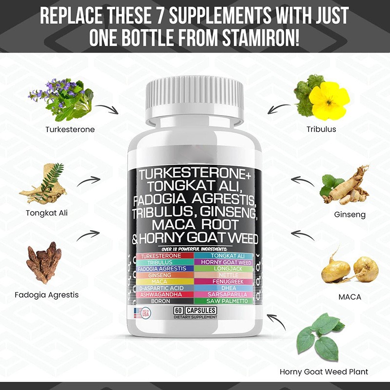 Tongkat Ali Capsule with Maca and Ginseng  Organic Men Health Supplement Natural Herbal Capsules Energy Boost Private Package