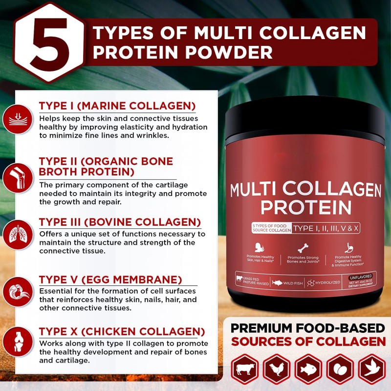 OEM Package Multi Collagen Protein Powder Food  Grade  Unflavored High Quality Wholesale Price Privide Energy
