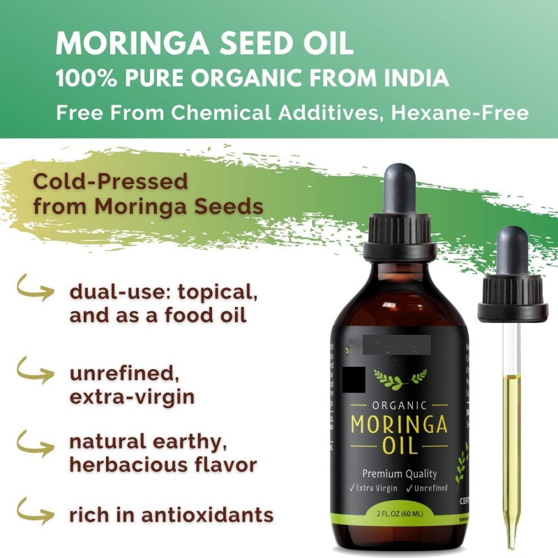 Private Label Moringa Oil Drops 60ml Premium Quality Organic Pure Moringa Seed Extract Rich in Antioxidants Moringa Oleifera