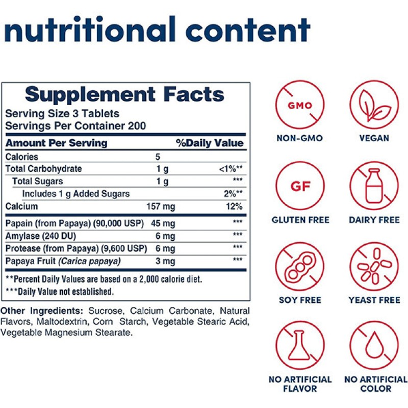 Private Label OEM Promotes Nutrient Absorption and Helps Digestion Hot Selling Papaya Digestive Enzyme Chewable Tablets