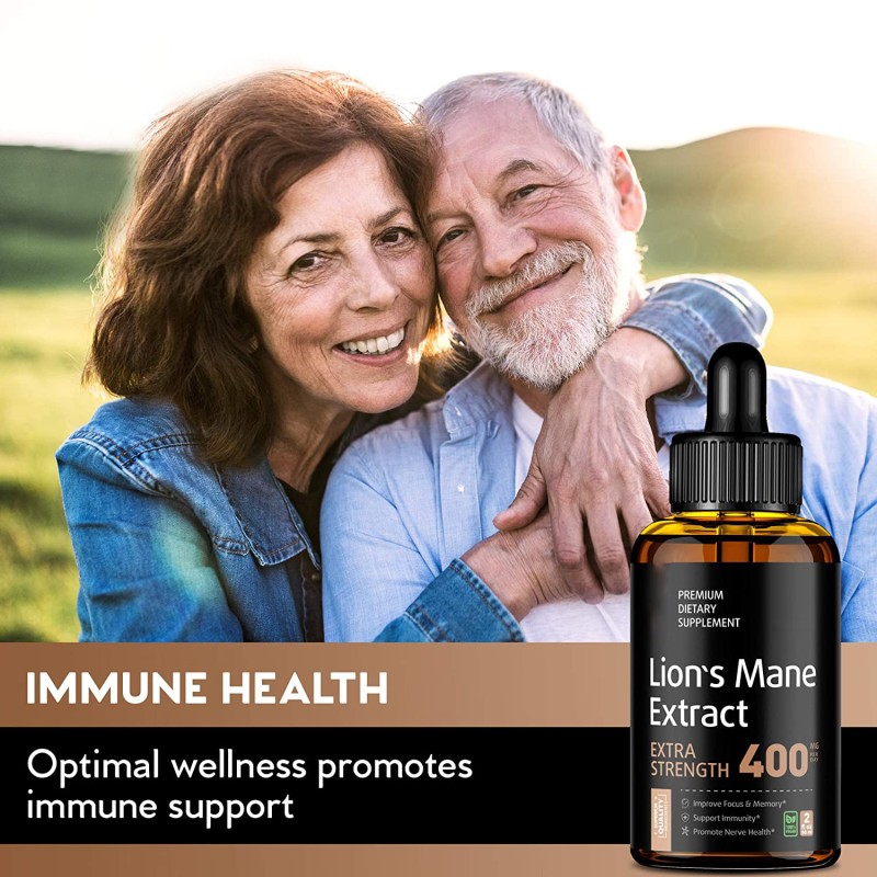 Private Label Package Pure Lion's Mane Mushroom Extract Drops 60ml Supports Focus and Memory Health  OEM Package