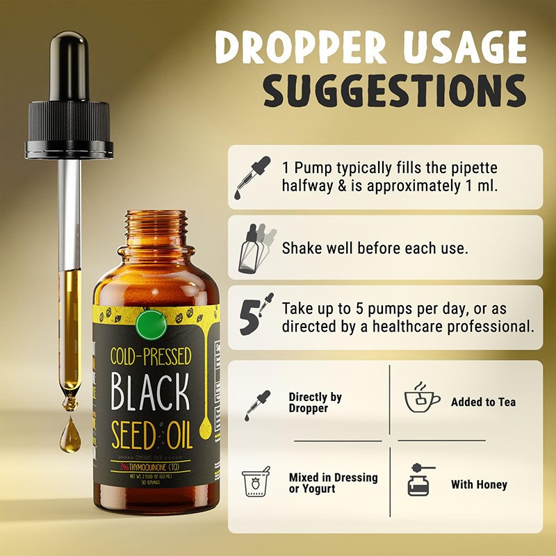 100% Cold Pressed Black Seed Oil Drops Natural Sugar Free Immune Support Pure Turkish Black Seed Oil OEM Package