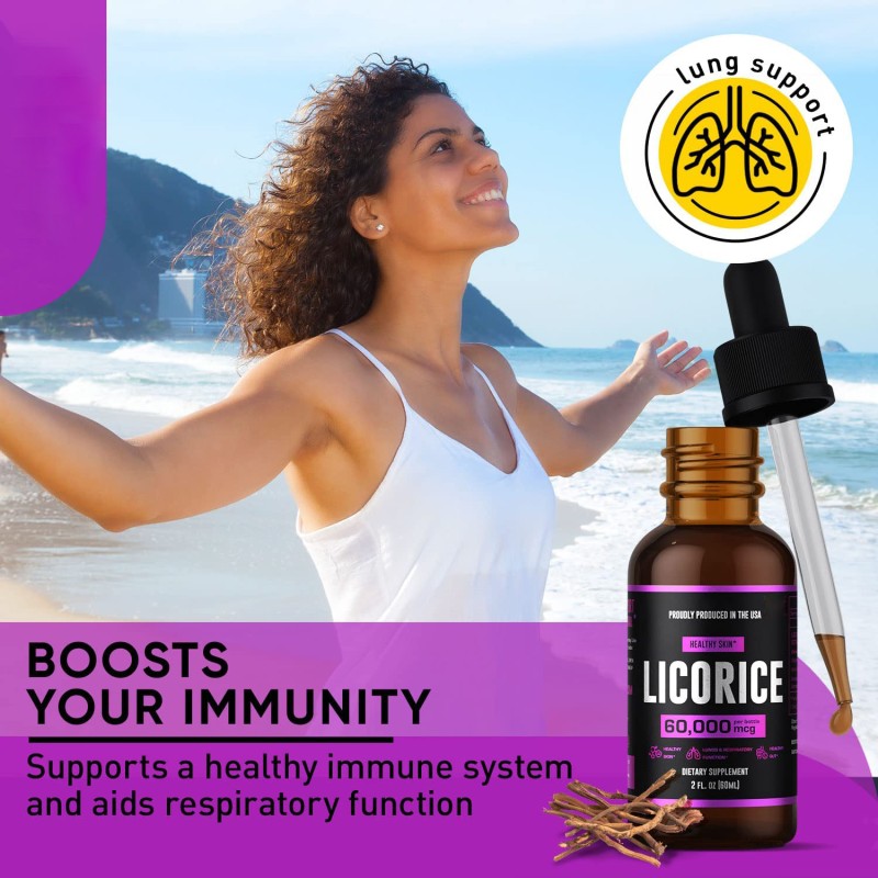 Private Label Licorice Drops 60ml Premium Quality Pure Licorice Root Rich in Antioxidants Lung Support