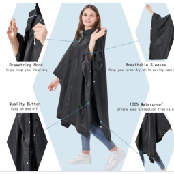Rain Poncho Factory - BSCI Factory Custom Unisex Black
