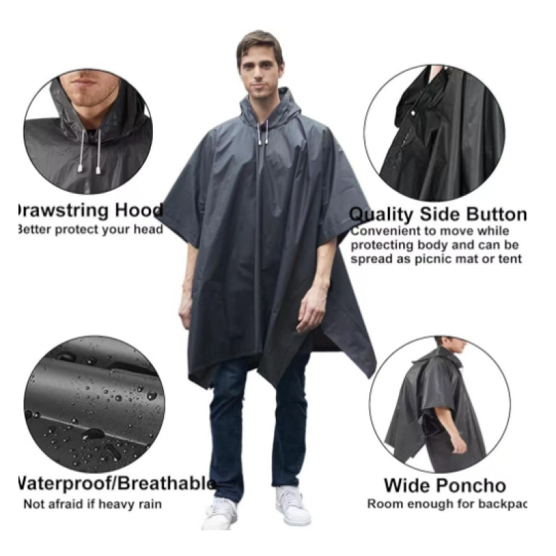 Rain Poncho Factory - BSCI Factory Custom Unisex Black