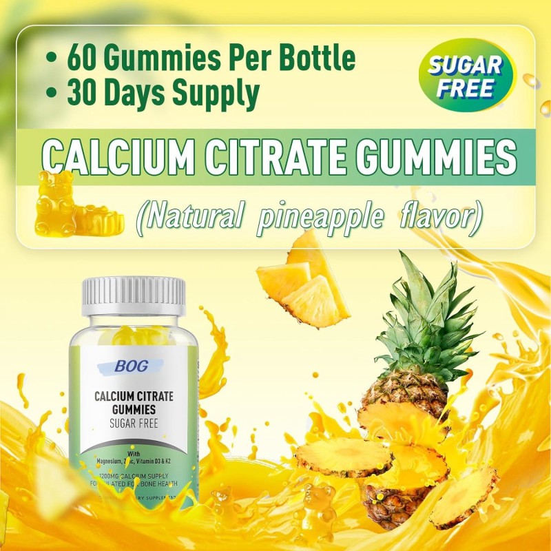 OEM/ODM Calcium Magnesium Zinc Gummies with Vitamin D3 & B12 for Bone & Teeth Strength Muscle & Immune