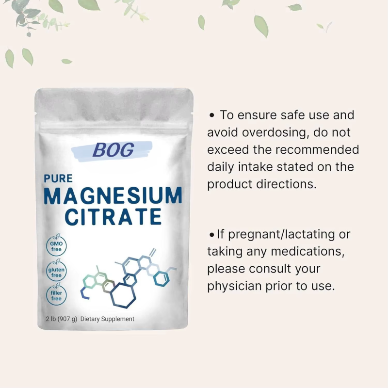 OEM/ODM Pure Magnesium Citrate Powder Pure and Filler Free, Relaxation and Nutrient Utilization, Vegan