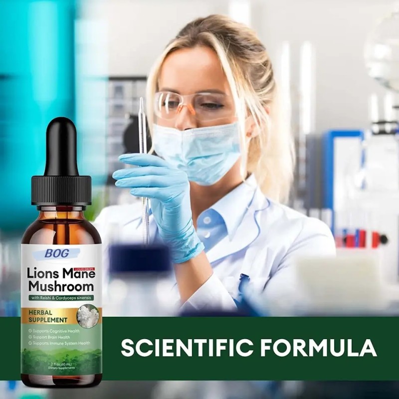 Lion's Mane Drops Mushroom Extract Drops Tincture Liquid Organic for Memory, Focus & Clarity