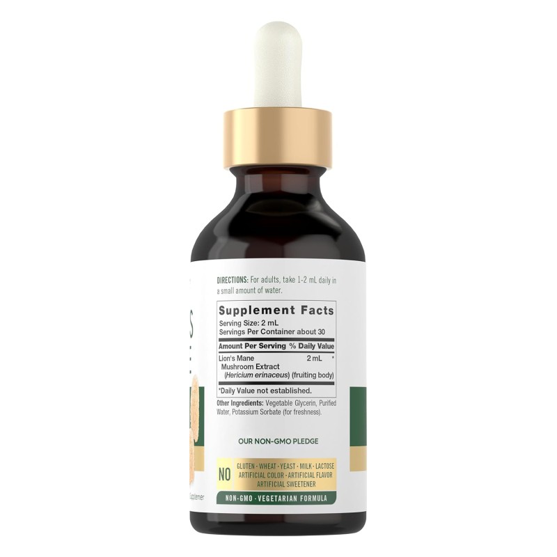 Lions Mane Liquid Extract Mushroom Supplement Drop for Brain Support Memory, Focus & Clarity