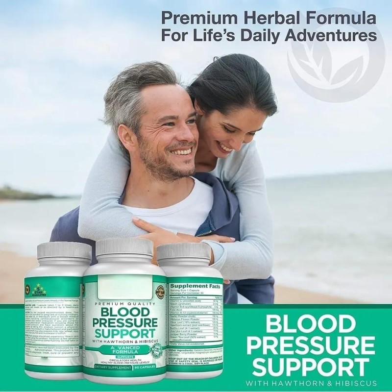 Private Label Natural Blood Pressure Support Capsules Dietary Supplement with Vitamins Heart Health