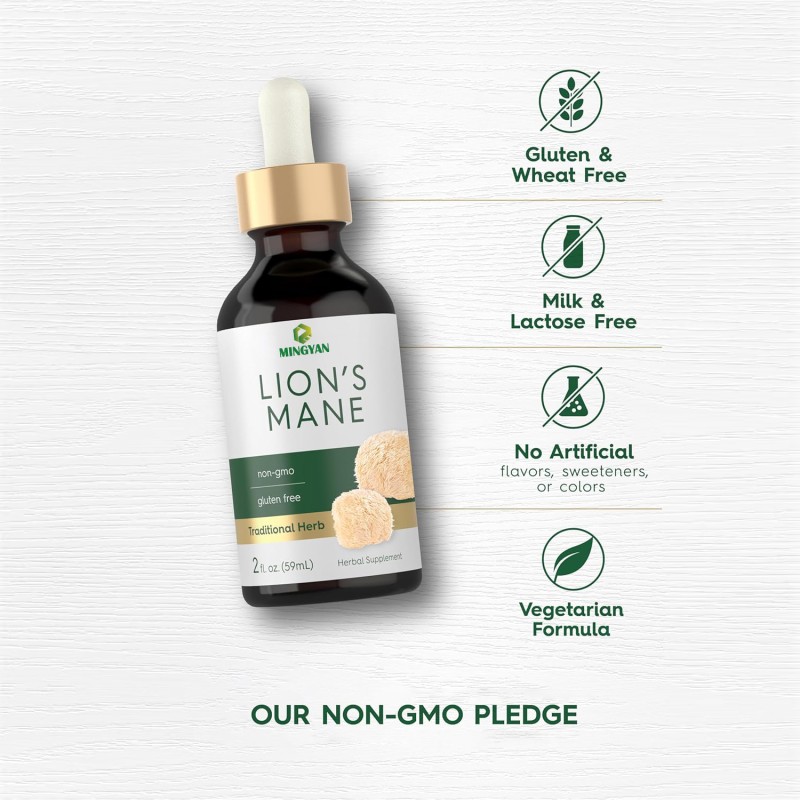 Lions Mane Liquid Extract Mushroom Supplement Drop for Brain Support Memory, Focus & Clarity