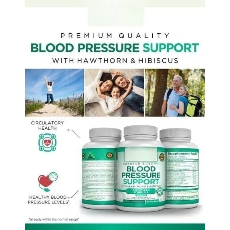 Private Label Natural Blood Pressure Support Capsules Dietary Supplement with Vitamins Heart Health