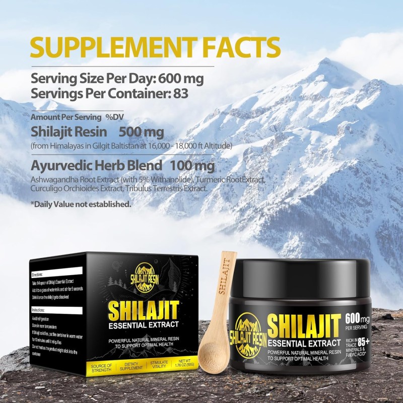 Private Label Shilajit Essential Extract Pure Himalayan Organic Shilajit Resin Focus & Energy Immunity Shilajit