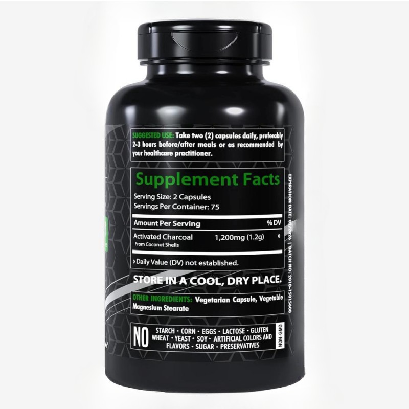 ODM/EDM Activated Coconut Charcoal Capsules Promotes Detoxification & Waste Elimination