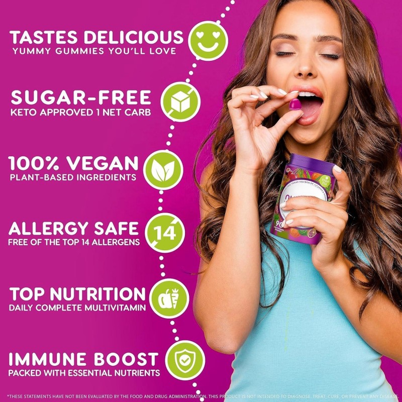 Private Label Immune Support Vitamins Vegan Multivitamin Gummies for Strong Hair Nail Growth Skin Healthy