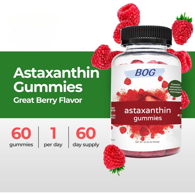 Private Label Natural Astaxanthin Vegan Gummies Antioxidant Support Berry Flavor Supplement